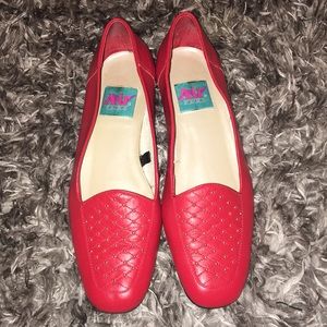 Red slip on shoes